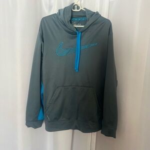 Nike Gray and Blue Pullover Sweater with High Collar